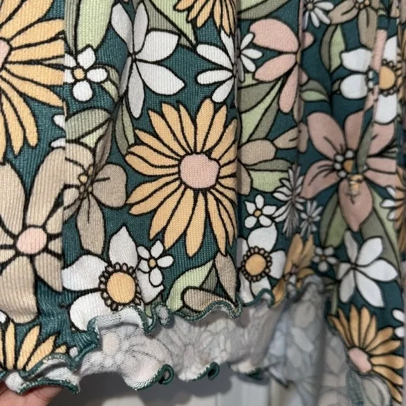 HOLLISTER GILLY HICKS- WOMENS GREEN & PINK FLORAL SLEEPWEAR SHORTS SIZE LARGE - Picture 5 of 8